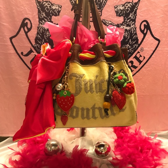 Juicy Couture Handbags - Rare yellow 💛terry cloth strawberry 🍓 daydreamer ☁️
